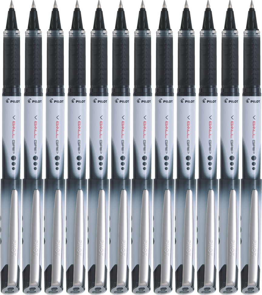 12x Pióro kulkowe Pilot, VBall Grip, 0.5mm, czarny