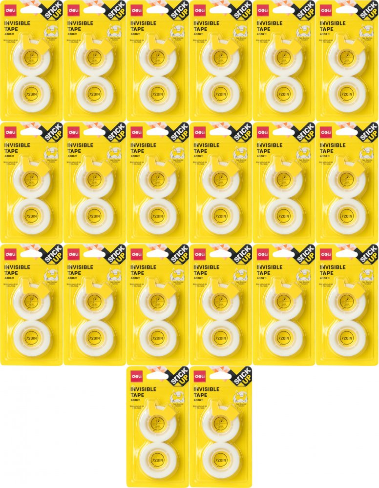 20x Taśma klejąca Deli Stick Up, 18mmx18.3m, 2 sztuki, biały