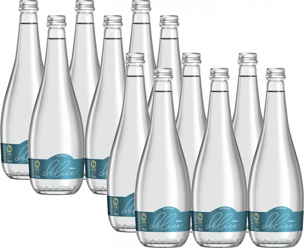 12x Woda gazowana Kropla Beskidu Delice, 0.75l, szkło
