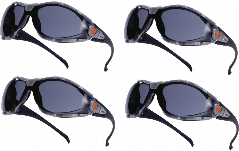 4x Okulary ochronne Delta Plus Pacaya Smoke, UV400, przydymiony