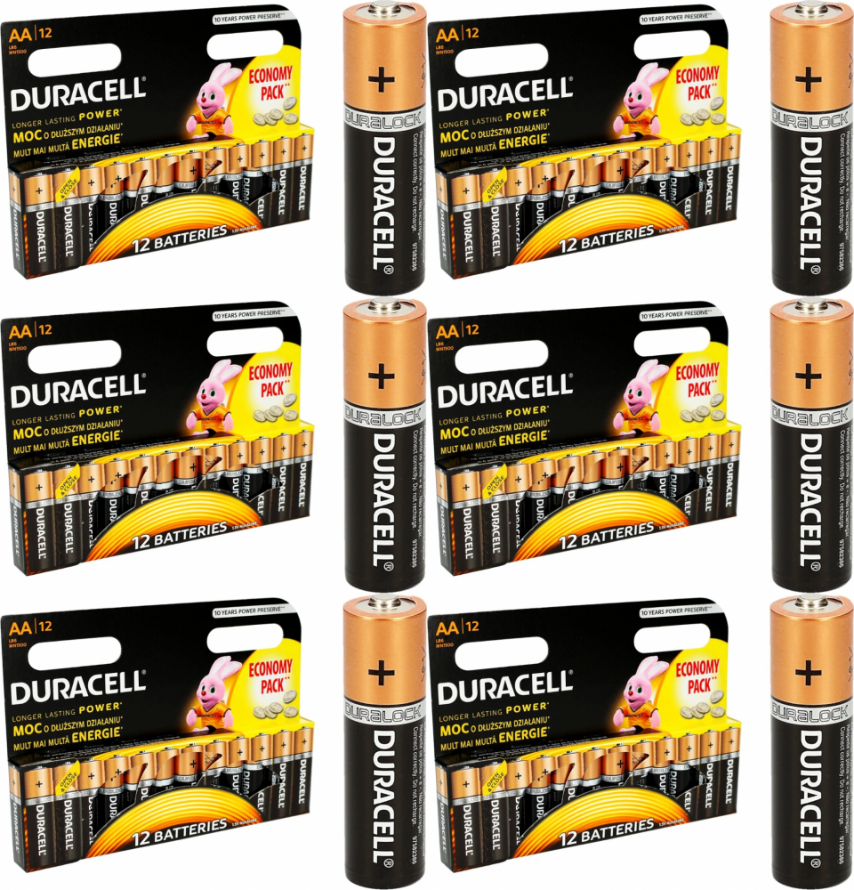 6x Bateria alkaliczna Duracell Basic, AA/LR6, 12 sztuk