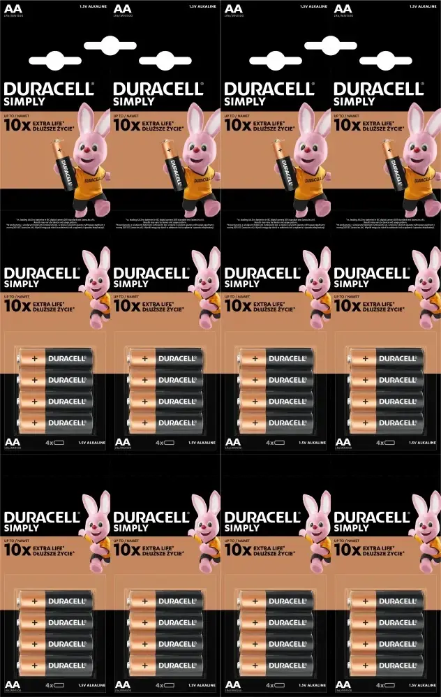 2x Bateria alkaliczna Duracell, AA (R6), 1.5V, 16 sztuk