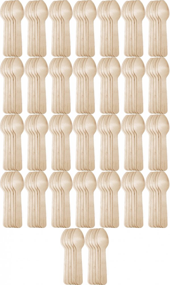40x Łyżeczki jednorazowe Packman, 11cm, drewno, 100 sztuk, brązowy
