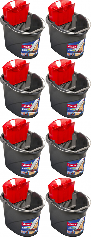 8x Wiadro z wyciskarką Vileda Ultramax, 13l, szary