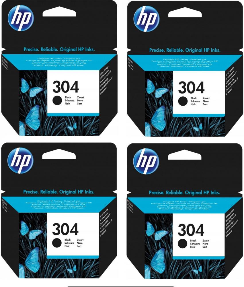 4x Tusz HP 304 (N9K06AE), 120 stron, black (czarny)