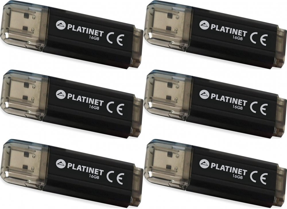 6x Pendrive aluminiowy Platinet X-Depo, 16GB, USB 2.0, czarny