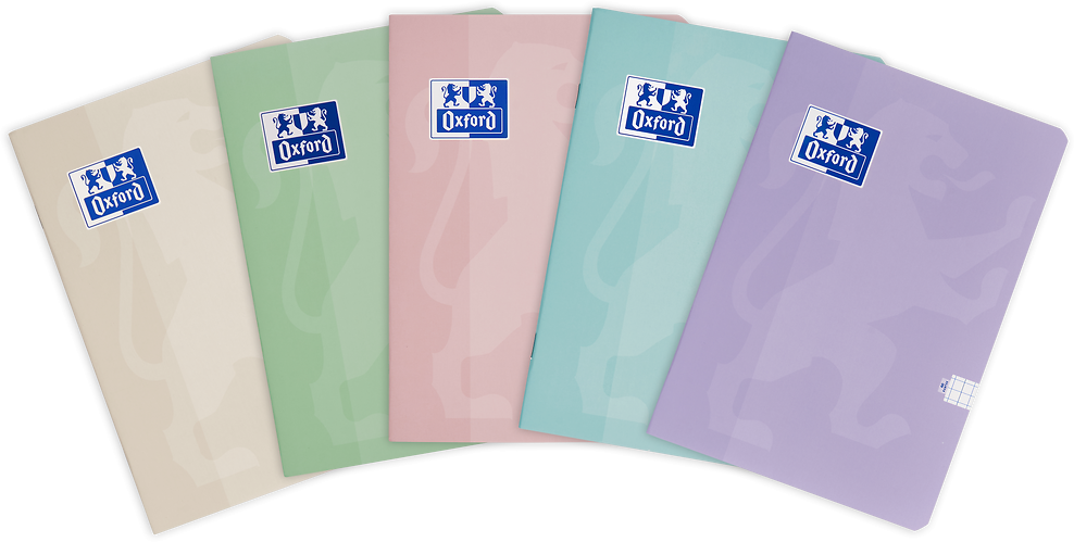 5x Zeszyt w kratkę Oxford Touch Pastel, A4, miękka oprawa, 60 kartek, mix kolorów pastelowych