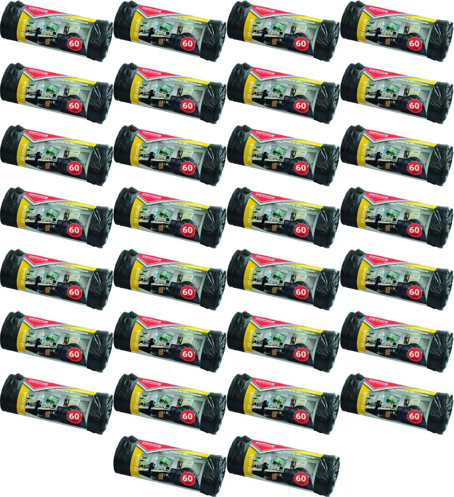 30x Worki na śmieci Office Products, na odpady zmieszane, 60l, 50 sztuk, czarny