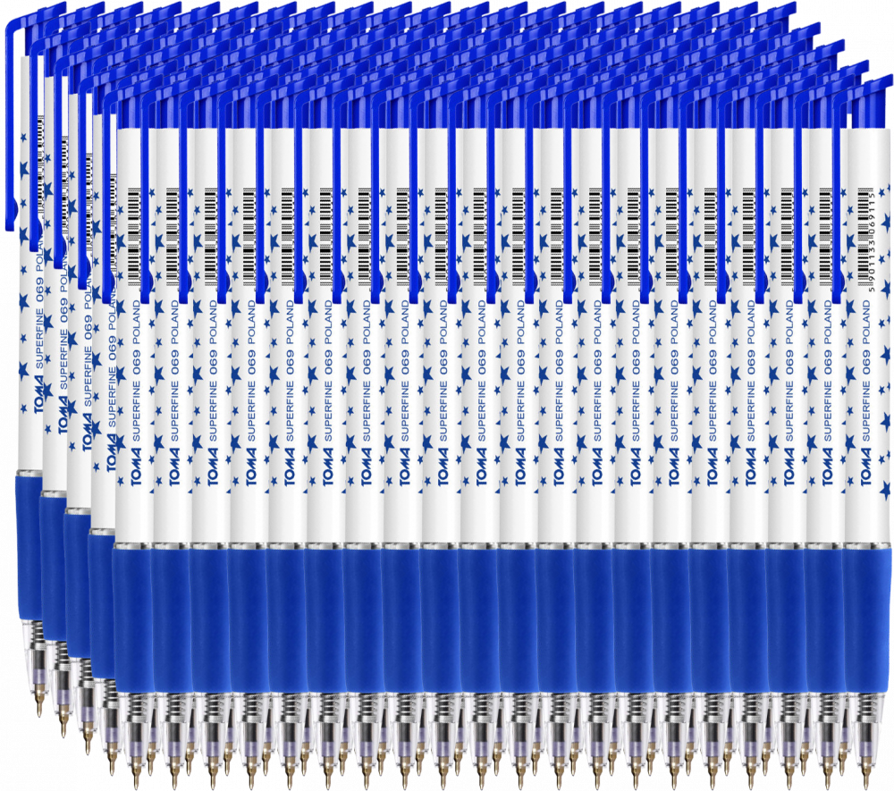 100x Długopis automatyczny Toma, Superfine 069, 0.5mm, niebieski