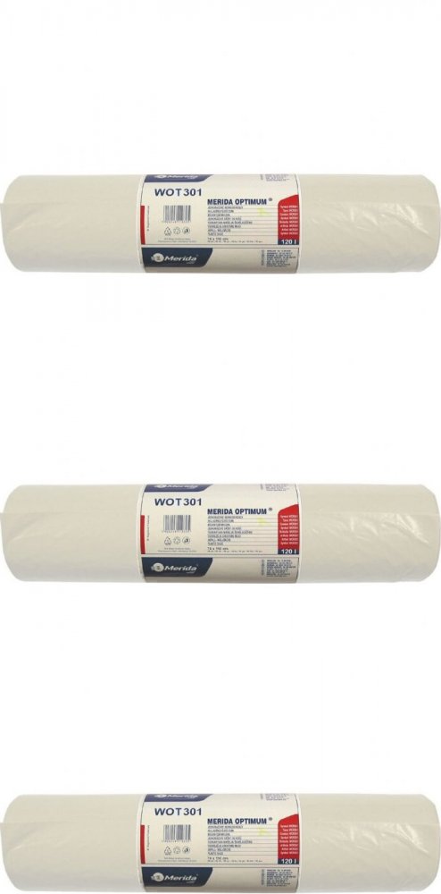 3x Worki na śmieci Merida Optimum, na odpady zmieszane, 120l, 50 sztuk, bezbarwny