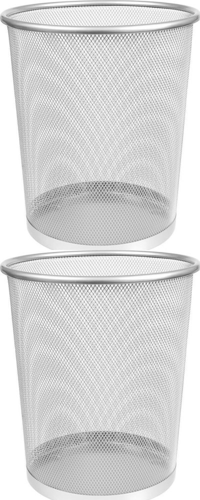 2x Kosz na śmieci MemoBe, metalowy, 23.5x27cm, srebrny