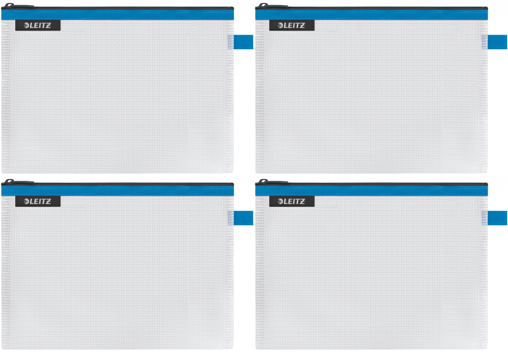 4x Koszulka/saszetka z suwakiem Leitz Wow, wodoodporna, rozmiar M, niebieski