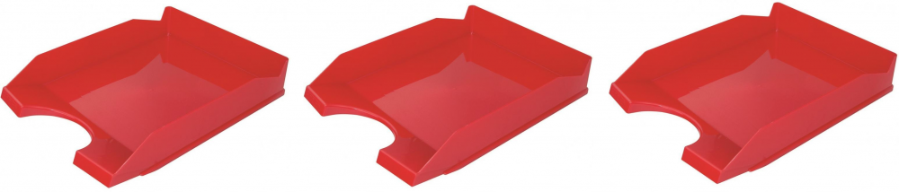 3x półka na dokumenty na biurko Office Products, A4, plastikowa, czerwony