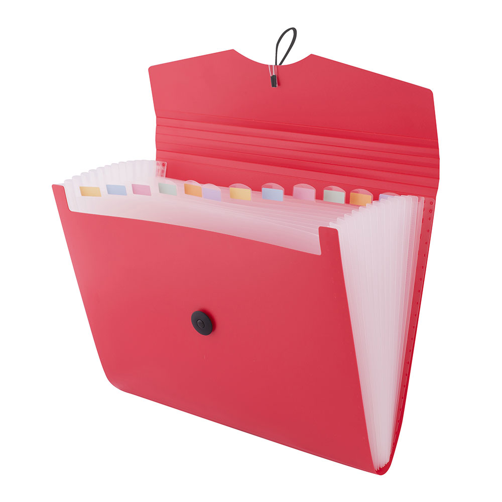 Teczka segregująca D.Rect 5580, A4, 12 przekładek, czerwony