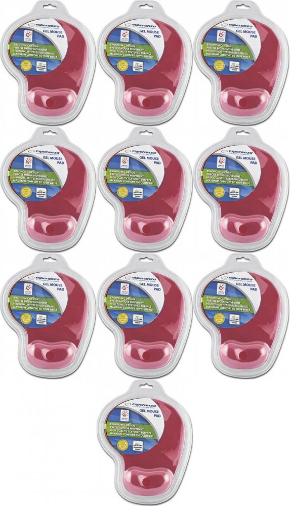 10x Podkładka żelowa pod mysz Esperanza EA137R, 230x190x20mm, czerwony