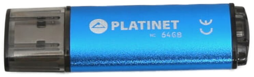 Pendrive aluminiowy Platinet X-Depo, 64GB, USB 2.0, niebieski