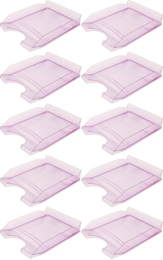 10x Półka na dokumenty na biurko Office Products, A4, plastikowa, transparentny fioletowy