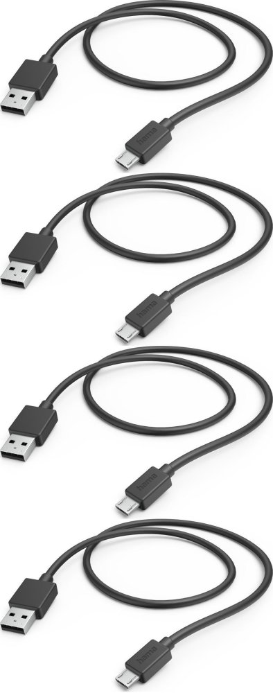 4x Kable ładujący Hama micro USB/USB-A, 1m, czarny