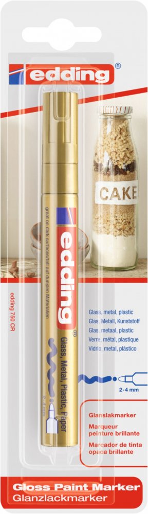 Marker olejowy połyskujący edding 750, okrągła, 1 sztuka, blister, złoty