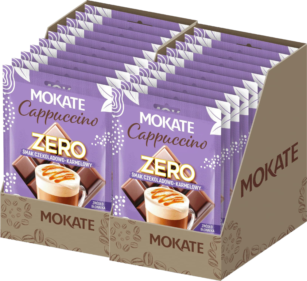 20x Kawa rozpuszczalna Mokate Cappuccino Zero, czekolada i karmel, 20g