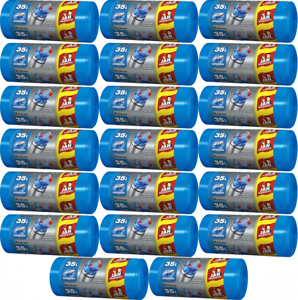 20x Worki na śmieci Jan Niezbędny Easy Pack, na odpady zmieszane, 35l, 30 sztuk, niebieski