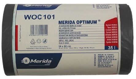 Worki na śmieci Merida Optimum, na odpady zmieszane, 35l, 50 sztuk, czarny