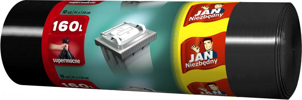 Worki na śmieci Jan Niezbędny, na odpady zmieszane, 160l, 10 sztuk, czarny