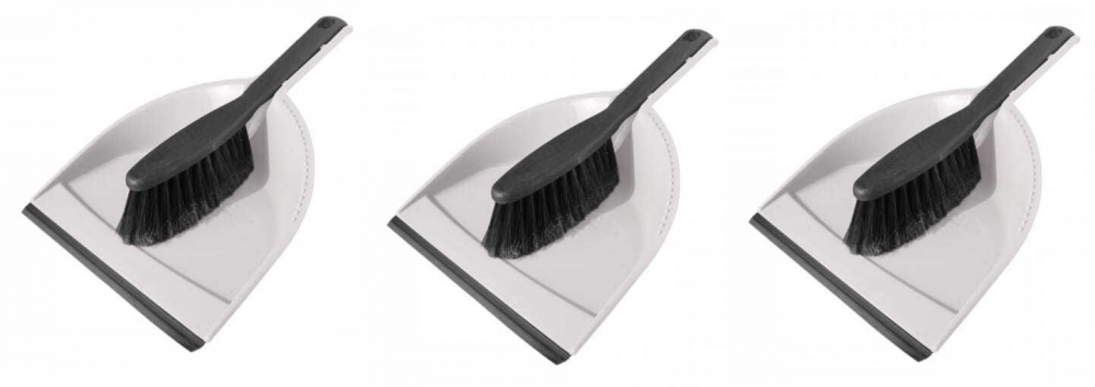 3x zestaw do zamiatania Eco Natural by York , zmiotka+szufelka, szaro-czarny