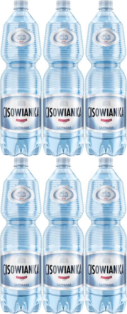 6x Woda gazowana Cisowianka, 1.5l, butelka PET, KAUCJA
