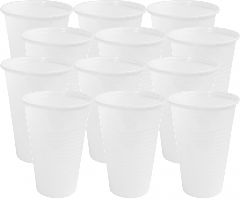 10x Kubki wielorazowe, 200ml, plastik, 100 sztuk, biały
