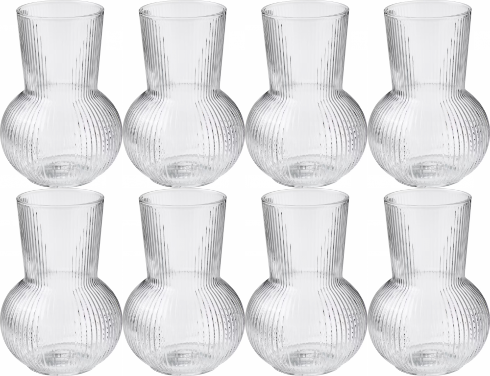 8x Wazon PADRAG, szkło, 17 cm, bezbarwny