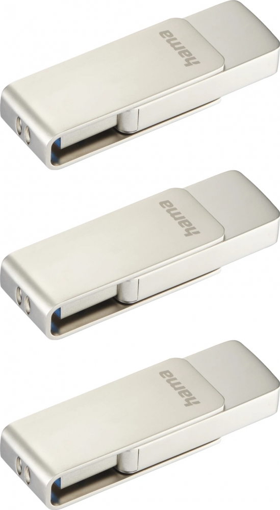 3x Pendrive Hama Rotate Pro, 64GB, obracany, USB 3.0, srebrny