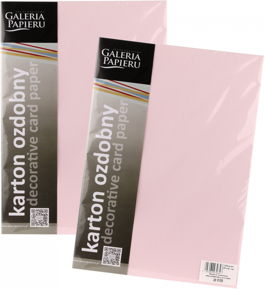 2x Karton ozdobny Galeria Papieru Millenium, A4, 220g/m2, 20 arkuszy liliowy