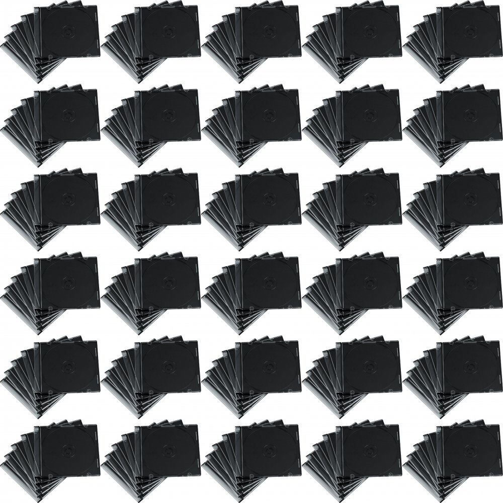 30x Pudełko slim na płytę CD/DVD Omega, plastikowe, 1 sztuka, czarny