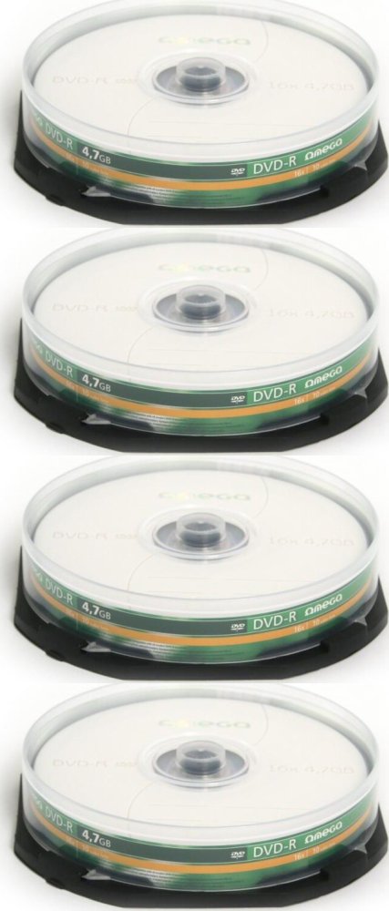 4x Płyta DVD-R Omega, do jednokrotnego zapisu, 4.7 GB, cake box, 10 sztuk
