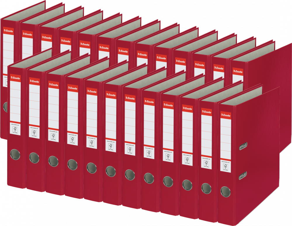 25x Segregator A4 Esselte, 50mm, do 350 kartek, ekonomiczny, bordowy