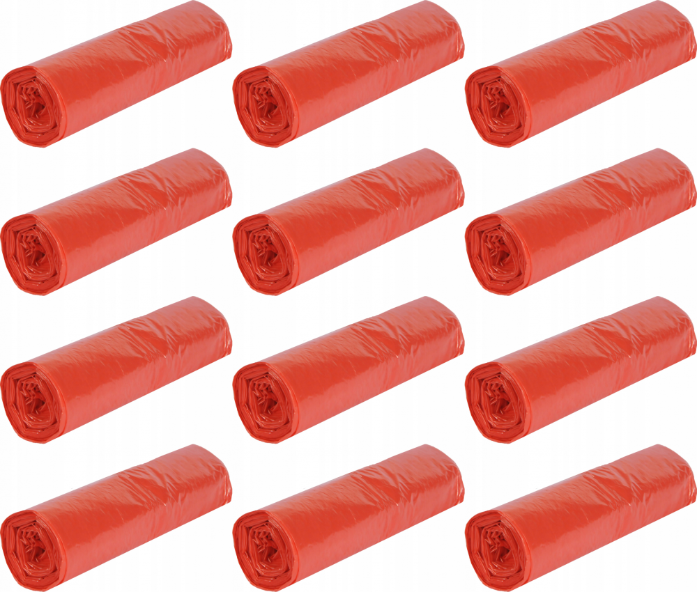 12x Worki na śmieci Merida Economy plus, na odpady zmieszane, 60l, 50 sztuk, czerwony