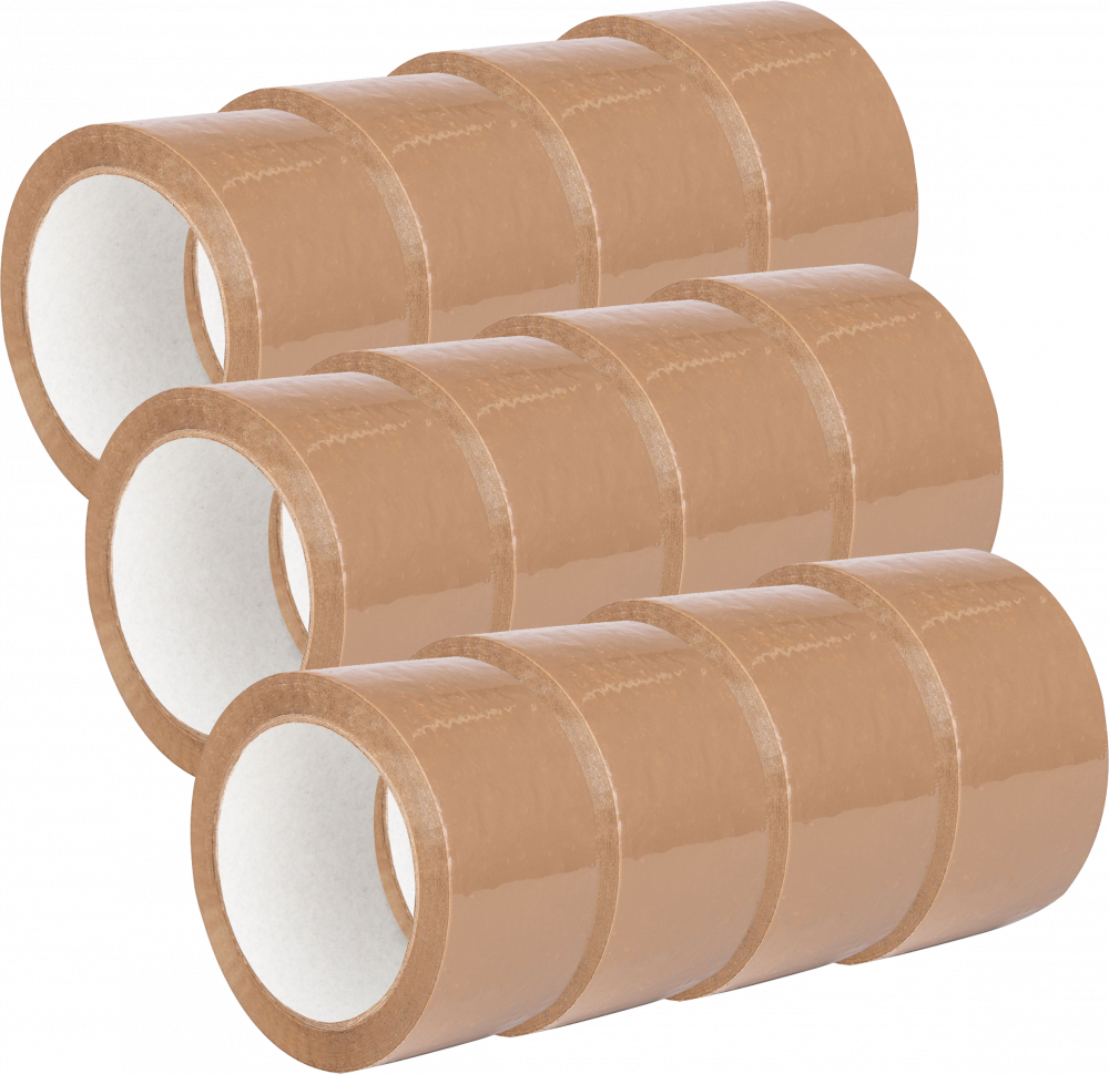 12x Taśma pakowa, akryl, 48mmx45m, brązowy
