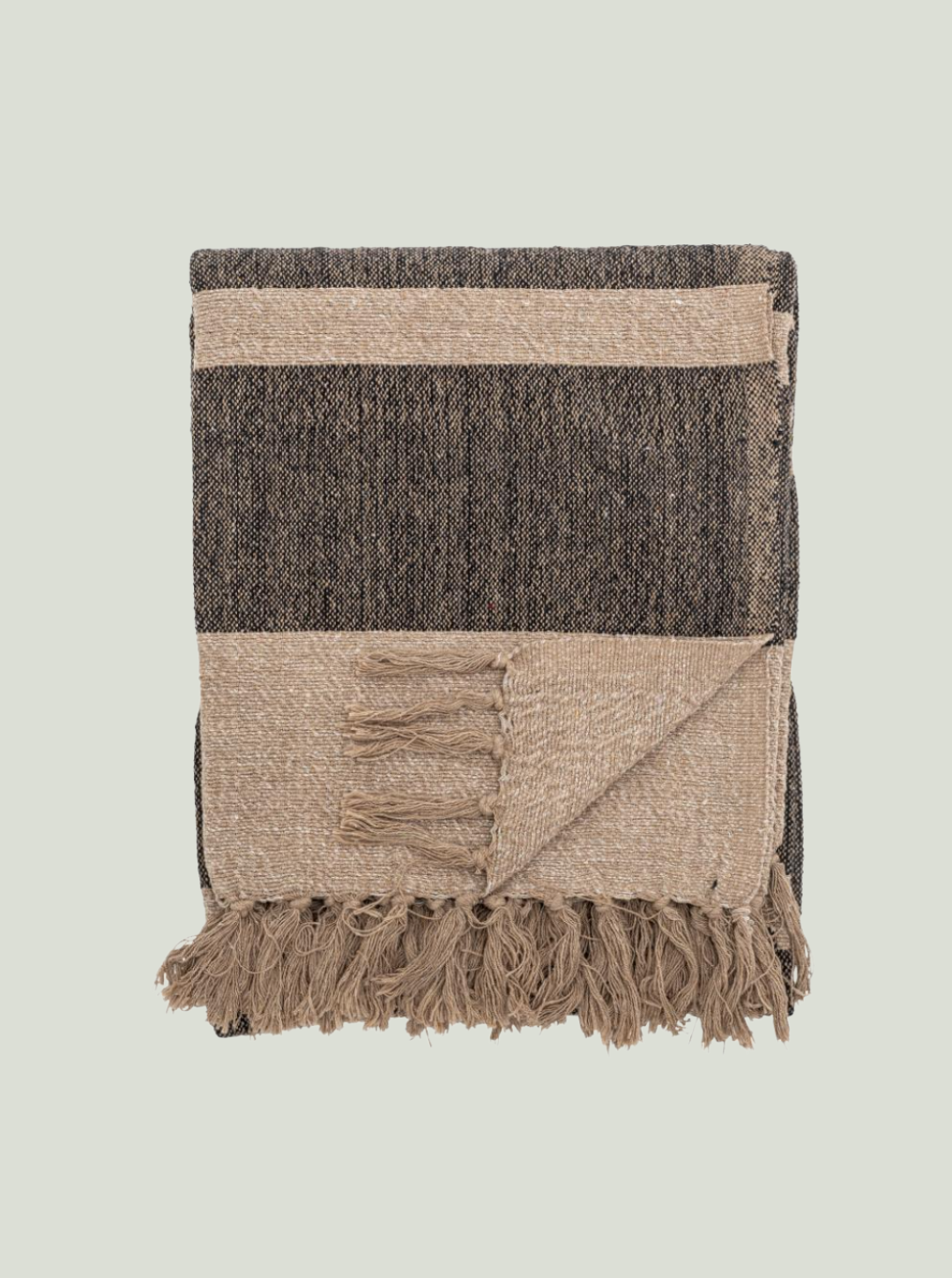 Narzuta Temi , black, bawełna z recyklingu Bloomingville