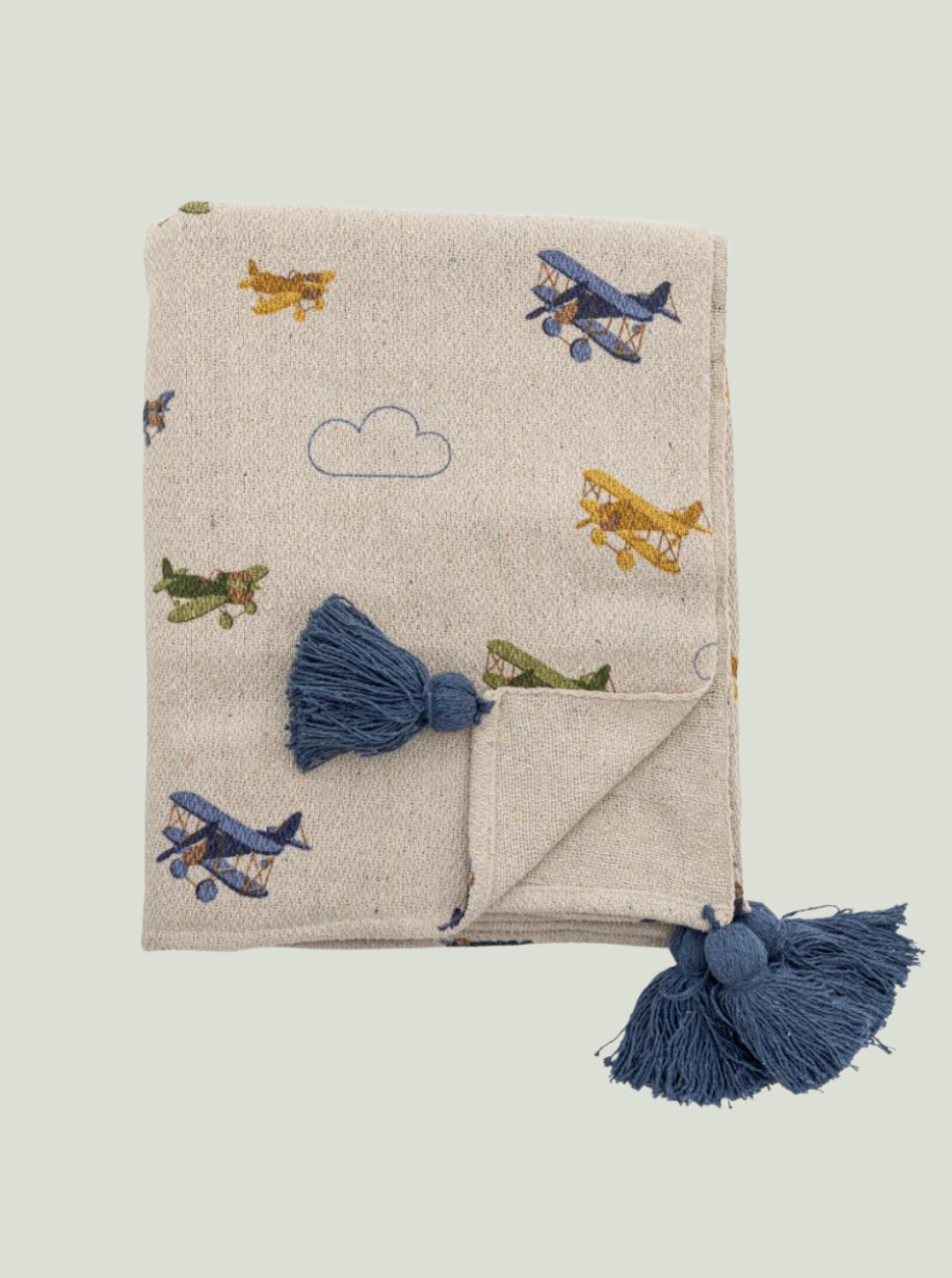 Narzuta samolot, natura, bawełna z recyklingu Bloomingville Mini