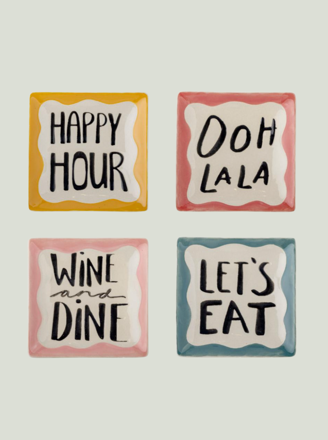 Talerz do serwowania Soline, wielokolorowy, kamionka Bloomingville - zestaw 4 sztuk