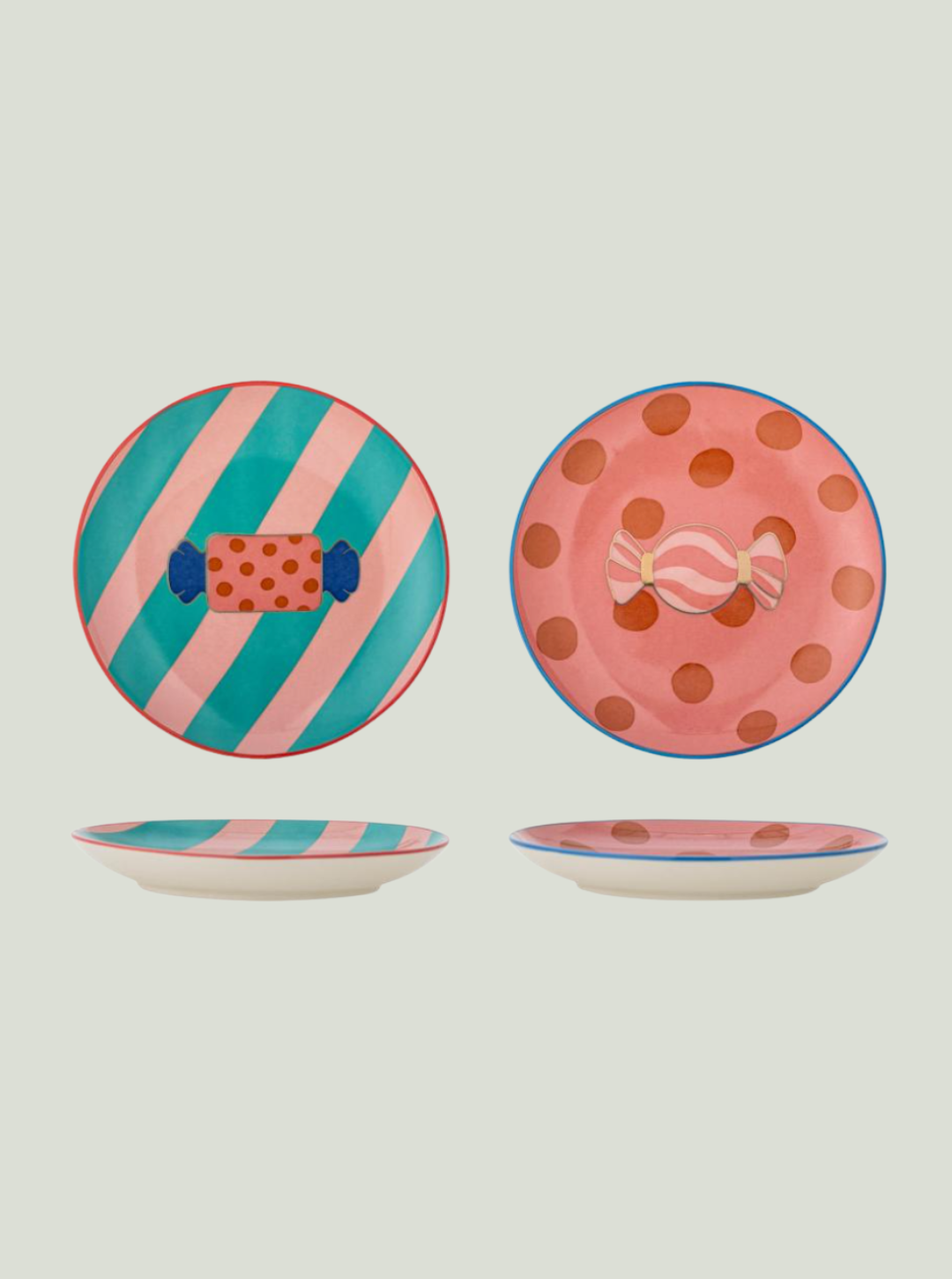 Talerz do serwowania Caramella, różowy, kamionka Bloomingville MINI - zestaw 2 sztuk