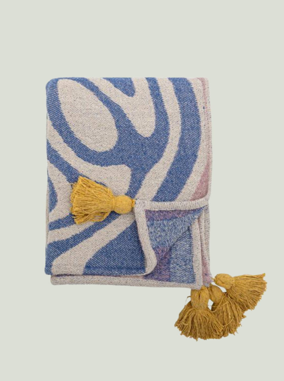 Narzuta Arlie Throw, Blue, bawełna z recyklingu Bloomingville