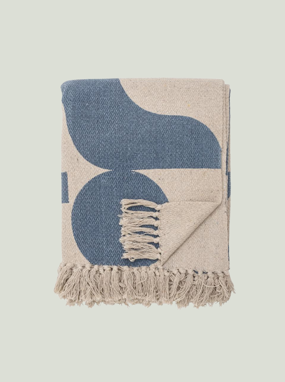 Narzuta Agno, niebieska, bawełna z recyklingu Bloomingville