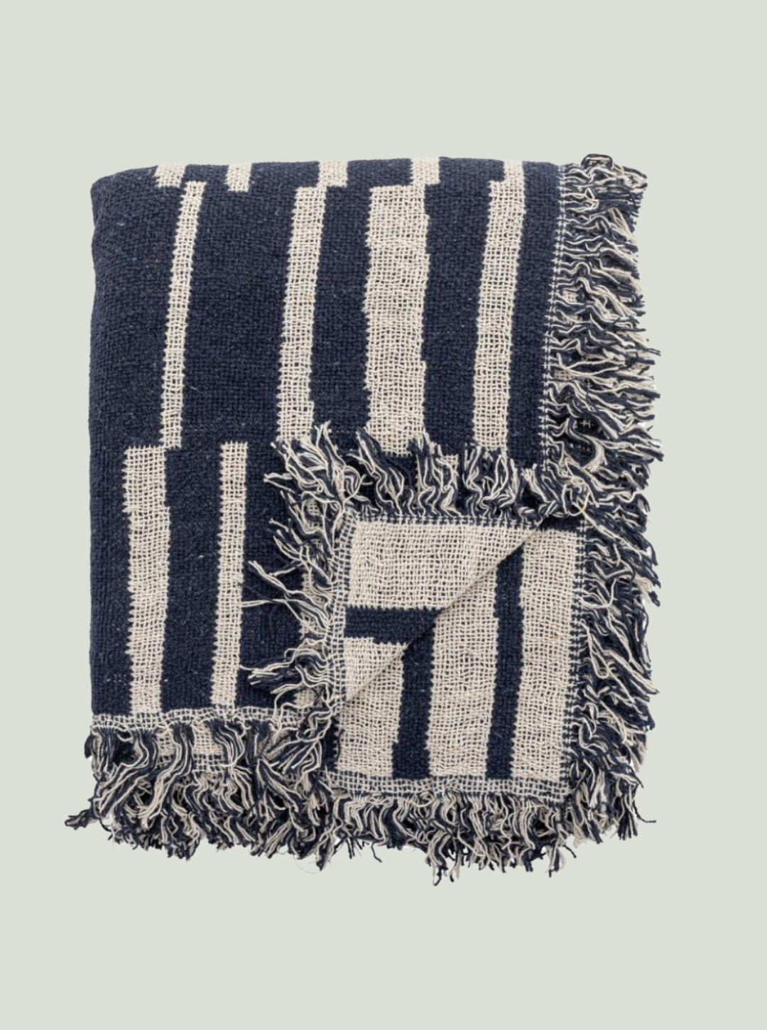 Narzuta Frankie Throw, Blue, bawełna z recyklingu Bloomingville