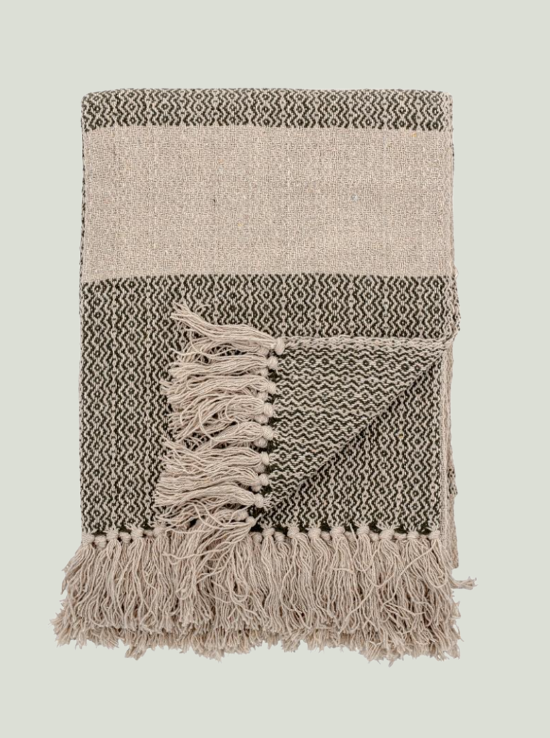 Narzuta Fidan Throw, Green, bawełna z recyklingu Bloomingville