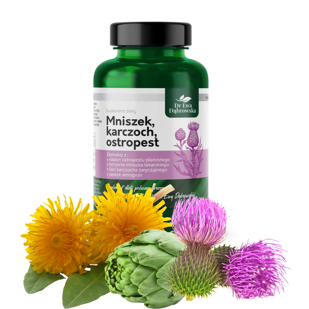 Mniszek Lekarski Karczoch Ostropest 60kaps.Dr Ewa Dąbrowska