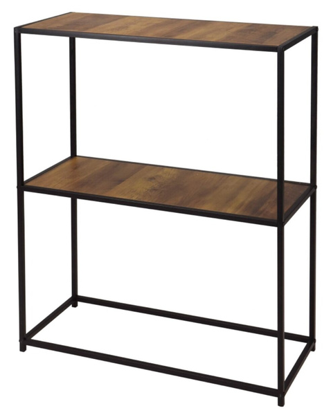 Regał metalowy czarny, 2 drewniane półki 70x31x85cm