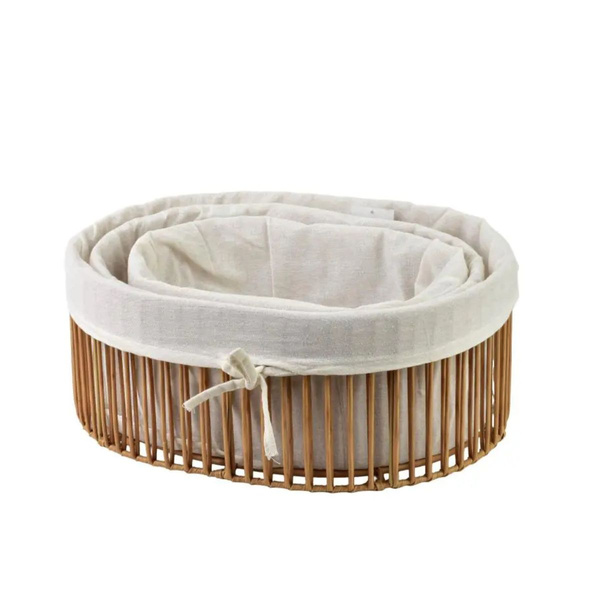Koszyk wiklinowy owalny brązowy z białą wyściółką 35x26x14cm