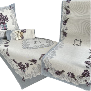 Bieżnik na stół Brąz Kwiaty 40x100cm Chenille